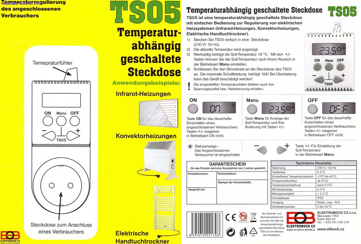 Steckdosenthermostat CZ TS05 